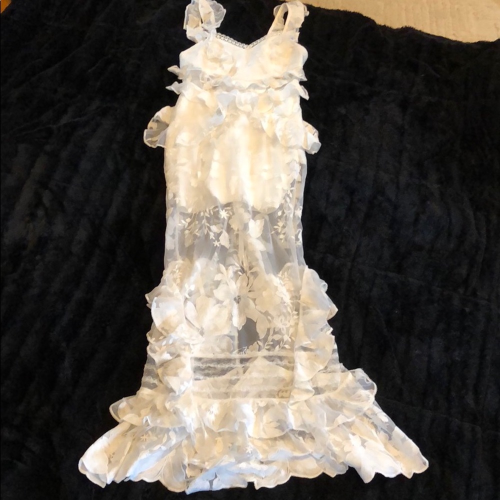 STUNNING Three Floor Bouquet Lace Dress Size US 8 - Picture 5 of 7